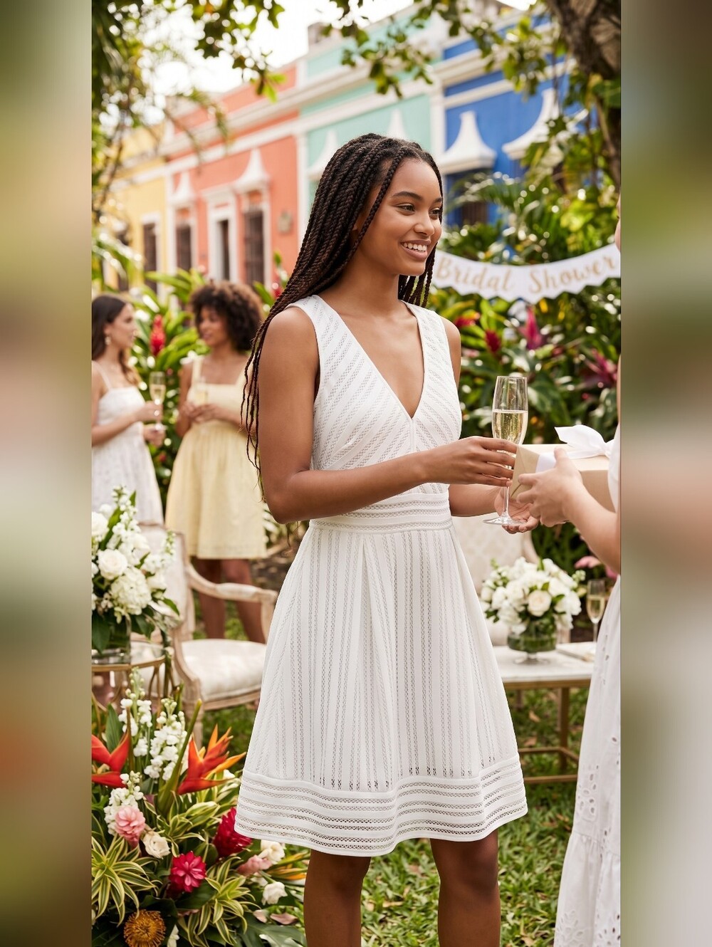 Nwot J Crew White Eyelet Striped Textured Vneck Sleeveless Summer Dress